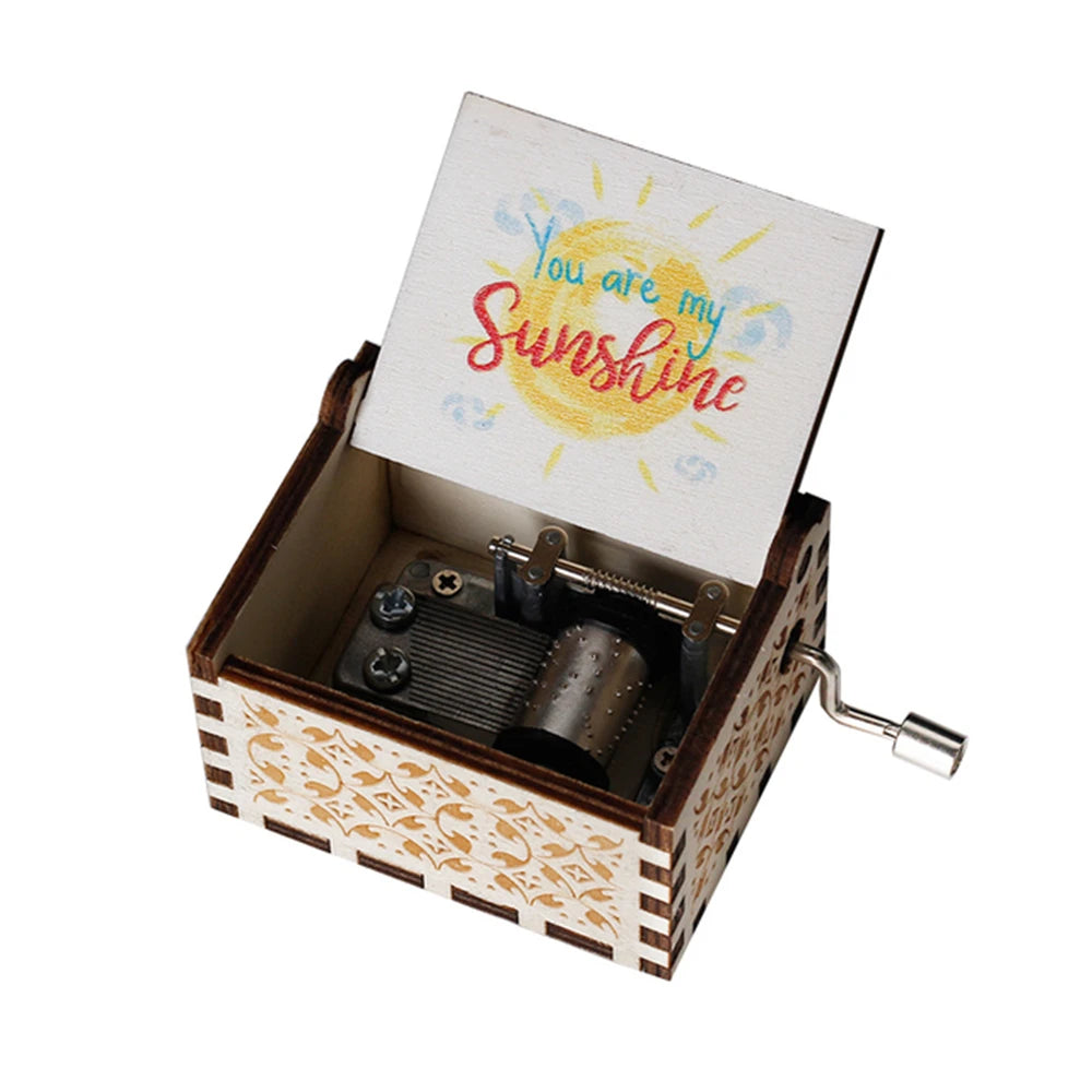 Wooden Hand Cranked Music Box You Are My Sunshine Father's Day Mother's Day Gift Birthday Present for Lovers