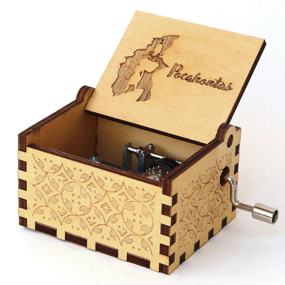 Y-Classical Wooden Carved Music Box Pocahontas Theme Musical Box Decorative Musical Boxes Birthday Gift Music Box Christmas Gift
