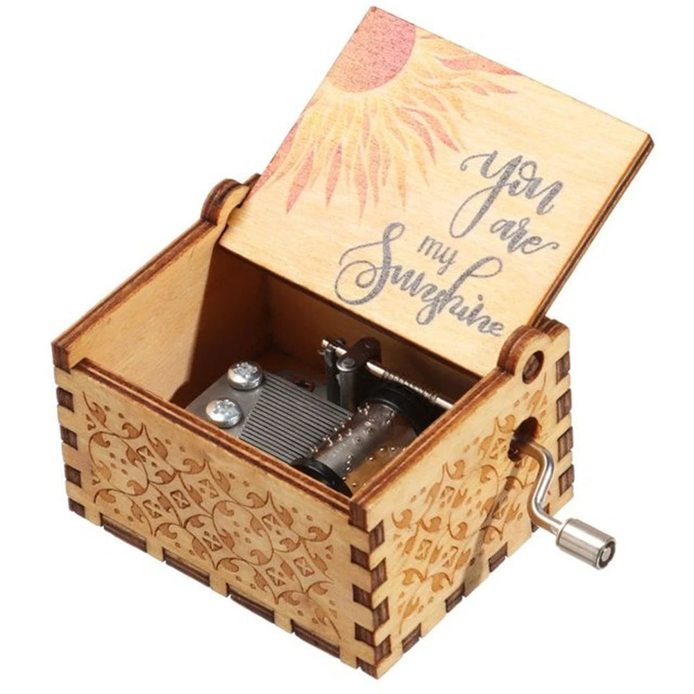 Wooden Hand Cranked Music Box You Are My Sunshine Father's Day Mother's Day Gift Birthday Present for Lovers