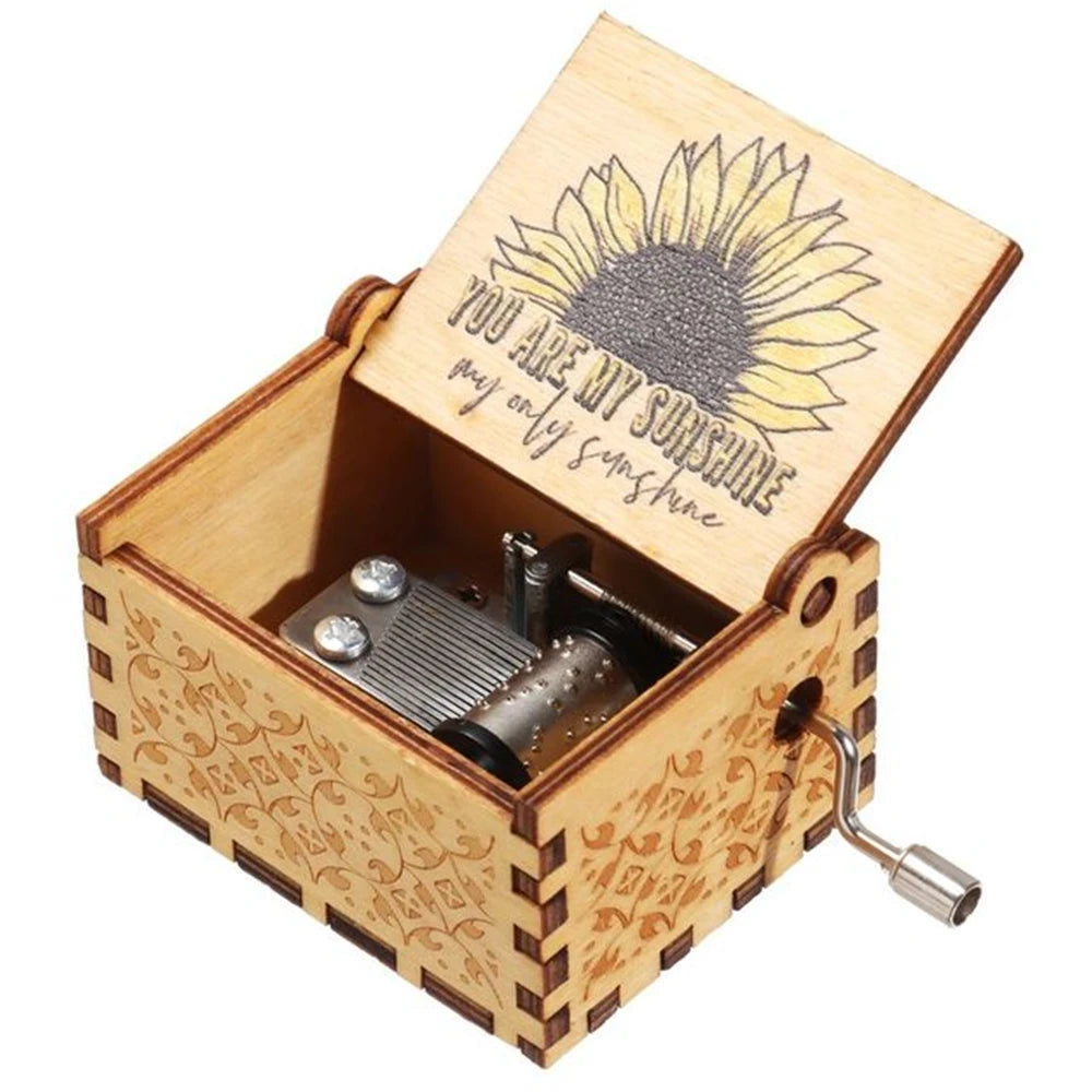 Wooden Hand Cranked Music Box You Are My Sunshine Father's Day Mother's Day Gift Birthday Present for Lovers