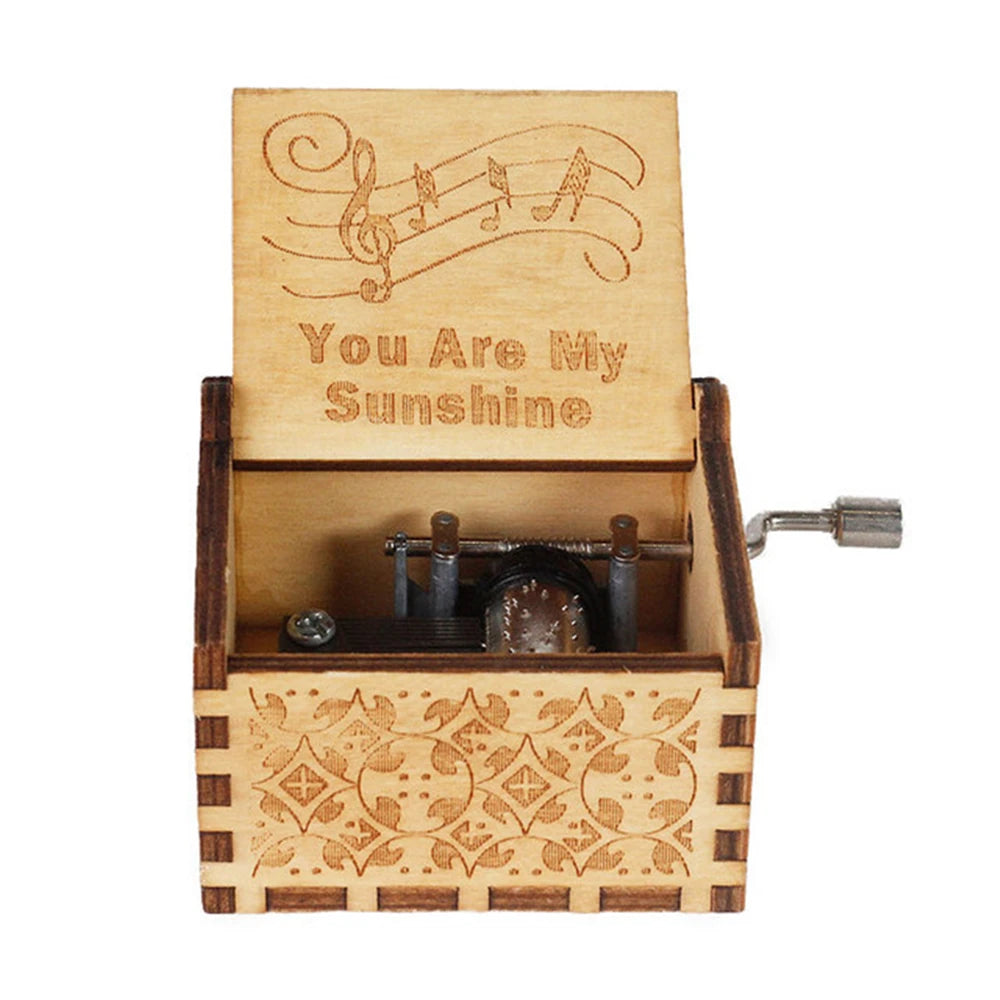 Wooden Hand Cranked Music Box You Are My Sunshine Father's Day Mother's Day Gift Birthday Present for Lovers