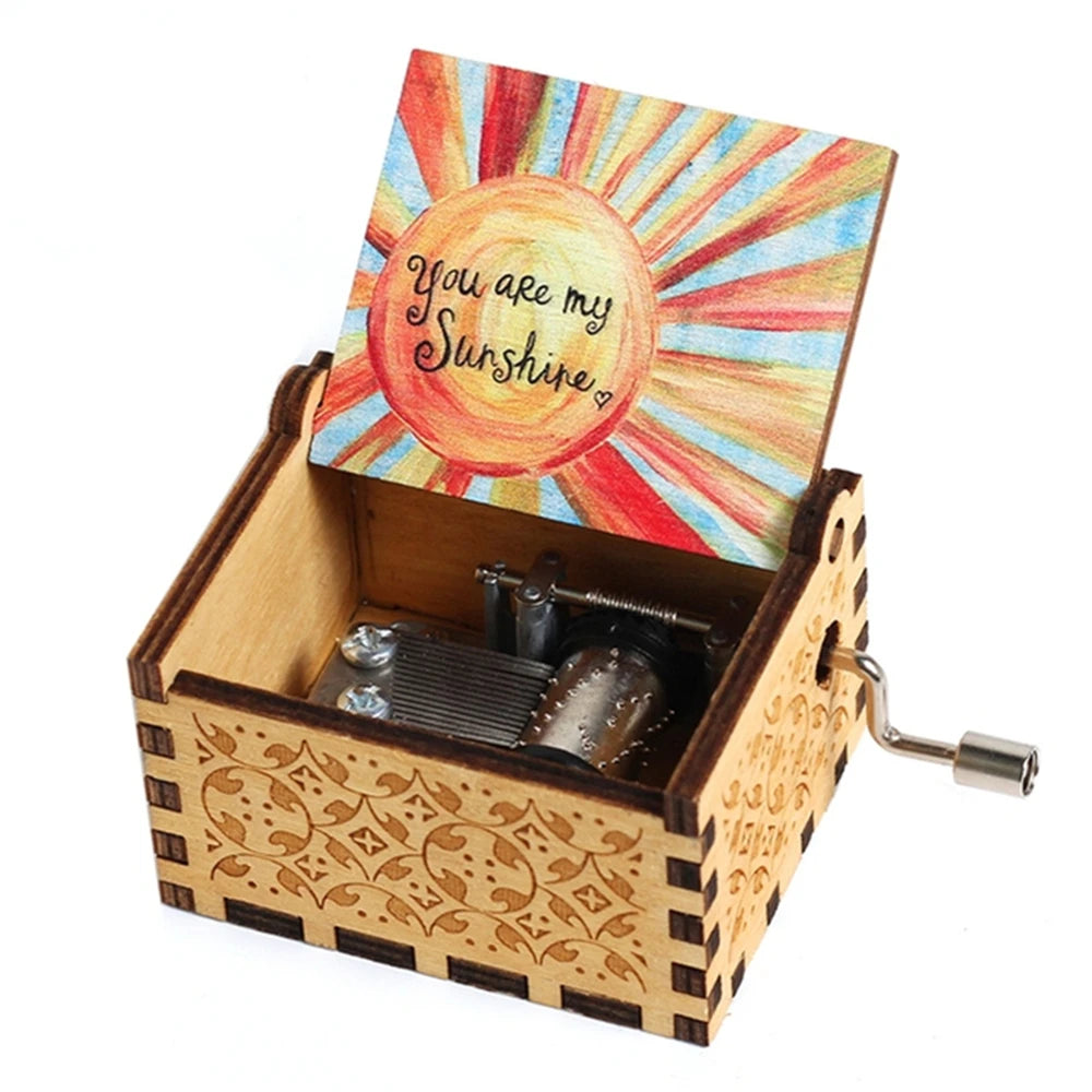 Wooden Hand Cranked Music Box You Are My Sunshine Father's Day Mother's Day Gift Birthday Present for Lovers