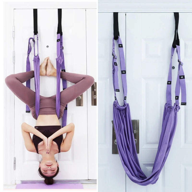 Women Aerial Yoga Hammock Pilates Anti-Gravity Swing Hammock Adult Hanging Swing Door Adjustable Home Auxiliary Trainer