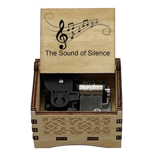 The Sound of Silence Wooden Music Box 18 Note Wind Up Movement Cute Gift Present for Friends Birthday Family Festival Party