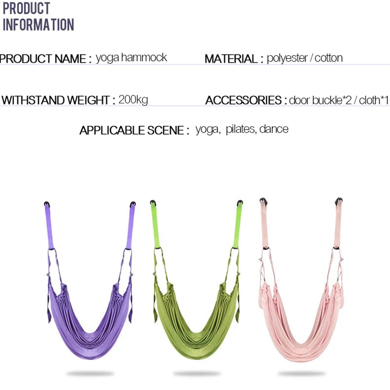 Women Aerial Yoga Hammock Pilates Anti-Gravity Swing Hammock Adult Hanging Swing Door Adjustable Home Auxiliary Trainer