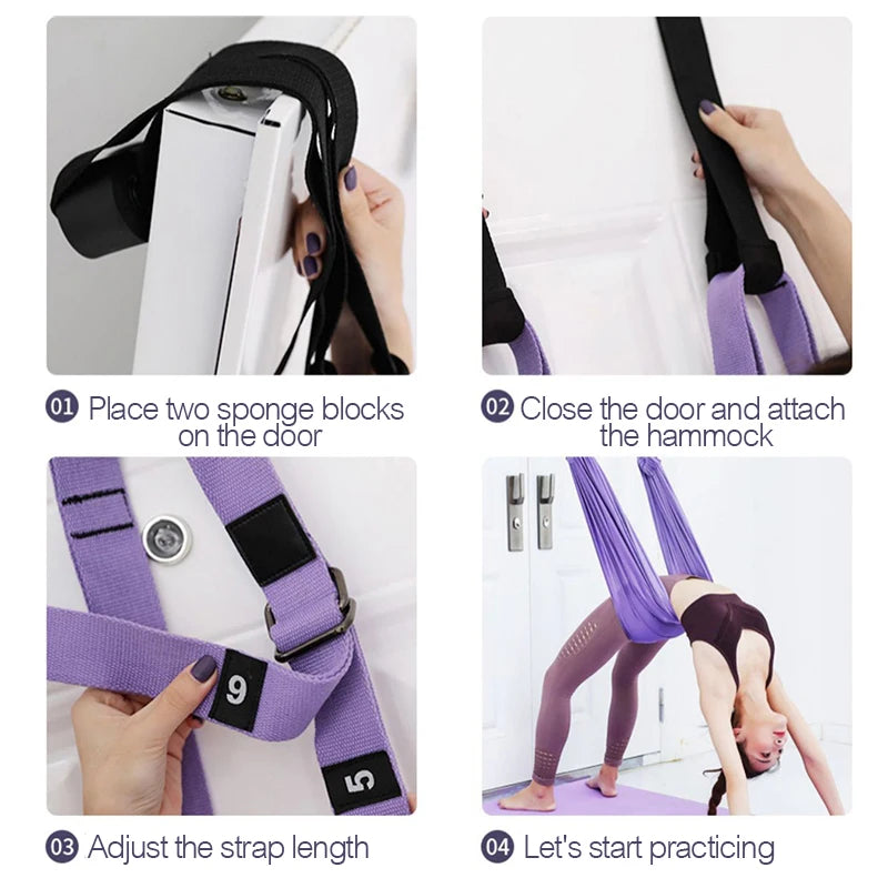 Women Aerial Yoga Hammock Pilates Anti-Gravity Swing Hammock Adult Hanging Swing Door Adjustable Home Auxiliary Trainer