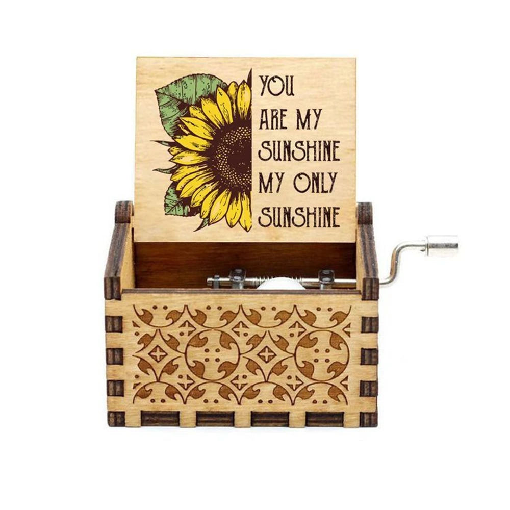 Wooden Hand Cranked Music Box You Are My Sunshine Father's Day Mother's Day Gift Birthday Present for Lovers