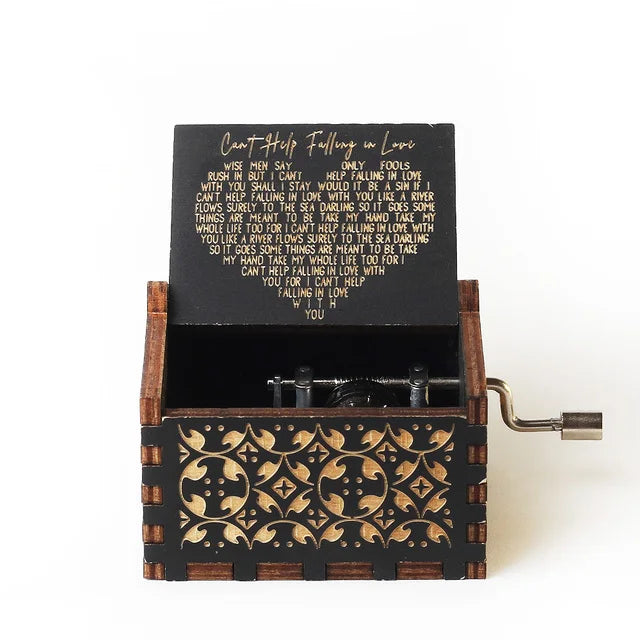 Can't Help Falling in Love Wooden Hand Crank Music Box Birthday Present Valentine's Day Gifts for Girlfriend to My Wife