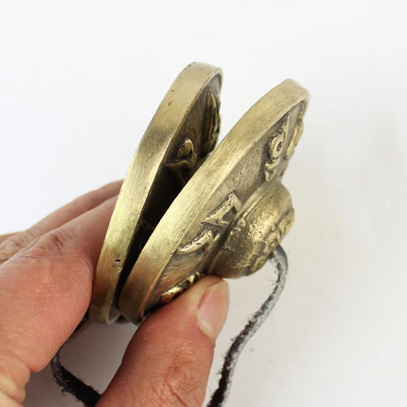 Yoga Handcrafted Tibetan Meditation Gong Tingsha Cymbal Bell with Buddhist The Eight Auspicious Symbols