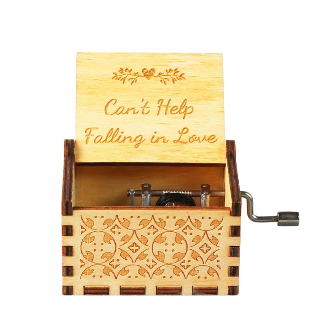 Can't Help Falling in Love Wooden Hand Crank Music Box Birthday Present Valentine's Day Gifts for Girlfriend to My Wife